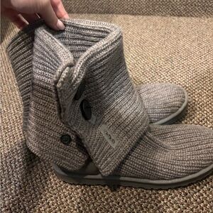 UGG Taupe Knit Boots with Buttons